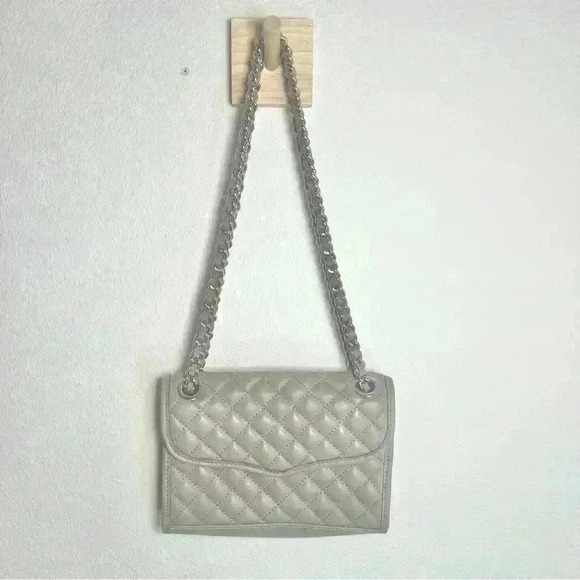 Rebecca Minkoff Shoulder Bag Quilted Mini Affair Light Gray Color - Picture 2 of 16